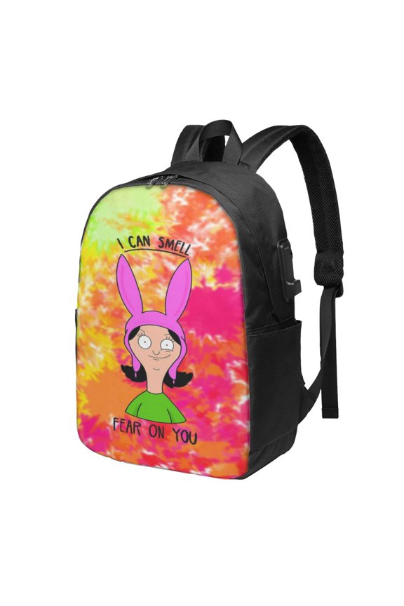 17In Bob Family's Bur-Ger Laptop Backpack with USB Travel Backpack Laptop Bag Waterproof Travel Backpack Purse Fashion Computer Bag