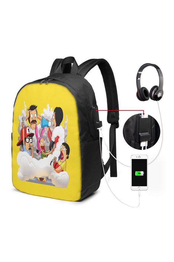 17In Bob's Bur-Ger Laptop Backpack with U-SB Port For for Men Women Backpack Lightweight Fashion Backpack