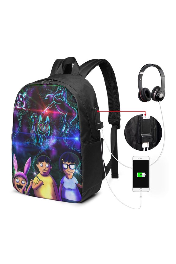 17In Bob's Bur-Ger Laptop Backpack with U-SB Port For for Men Women Backpack Lightweight Fashion Backpack