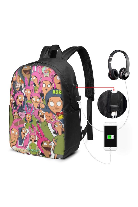 17In Bob's Bur-Ger Lou-ise Laptop Backpack with U-SB Port For for Men Women Backpack Lightweight Fashion Backpack