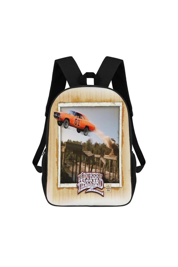 17In Dukes Orange Car Haz-zard Backpack Bookbag Large for Office Lightweight Outdoor Travel Shoulder Bag