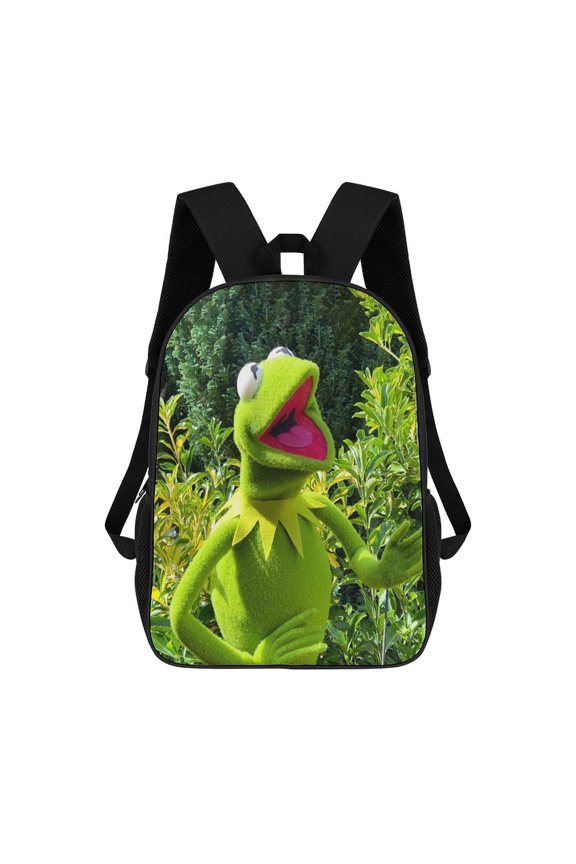 17In Ker-mit The Frog Backpack Large Capacity Travel Backpacks Lightweight Sports Laptop Bag Daypack