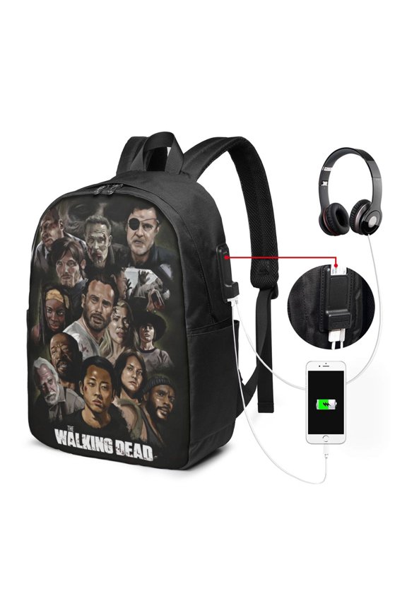 17In Walking Dead Laptop Backpack with U-SB Port For for Men Women Backpack Lightweight Fashion Backpack
