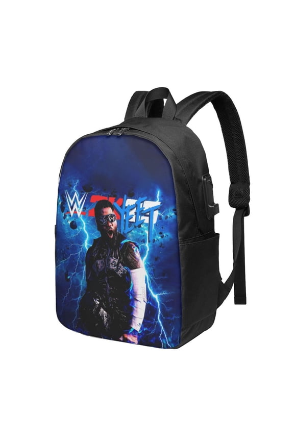 17In Wres-tler Jey US-0 Laptop Backpack with USB Travel Backpack Laptop Bag Waterproof Travel Backpack Purse Fashion Computer Bag
