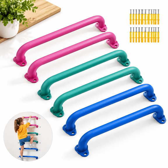 17Inch-6Pack Metal Playground Handles, Heavy Duty Ceiling Grab Bars for Climbing Frames