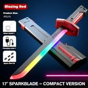 17Inch LED Cyberpunk Light Up Sword Toy Spark Sword with Sound & Fog, 7-Color Streaming Light, Type-C Rechargeable, for Raves, Cosplay & Display(Red))