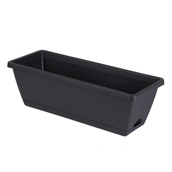 17Inch Large Plastic Vegetable Flower Planter Box,Indoor Cactus Flowers Vegetable Plastic Rectangle Pots,100% Recycled Durable Plastic Box, Elevated Feet,for Indoor and Outdoor Use