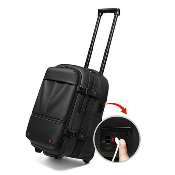 17Inch Vacuum Compression Wheeled Backpack with Built-in Compression,Vacuum Trolley Bag, Large Capacity Water-Repellent Dry and Wet Separation Handbag, Business trip Expandable Boarding Bag