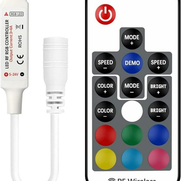17Keys RGB LED Controller with RF Wireless Remote Control DC 5V-24V 3x4A Dimmer for 5050 3528 5630 LED Strip Lights