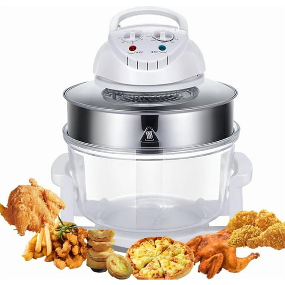 17L/17.96QT Turbo Air Fryer Oven, 360 ° Vertical Heating High Boron Heat-Resistant Glass Air Fryer Combo with Automatic Power-off Handle, Electric Convection Oven for Defrost, Bake, Steam, Fry