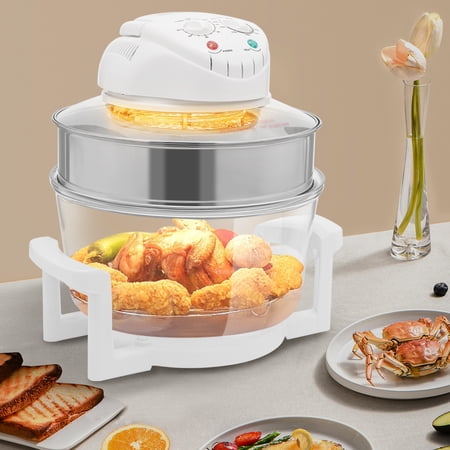 17L / 17.96Qt Air Fryer, 1200W-1400W, 360° Viewable Glass Air Fryer with Expansion Ring for Home Kitchens 110V-120V