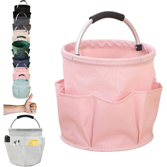 17L Cleaning Caddy with Handle, 4.5 Gallon Cleaning Supply Caddy, Foldable Organizer with 6 Pockets, for Tools, Towels, and Outdoor or Bathroom Storage