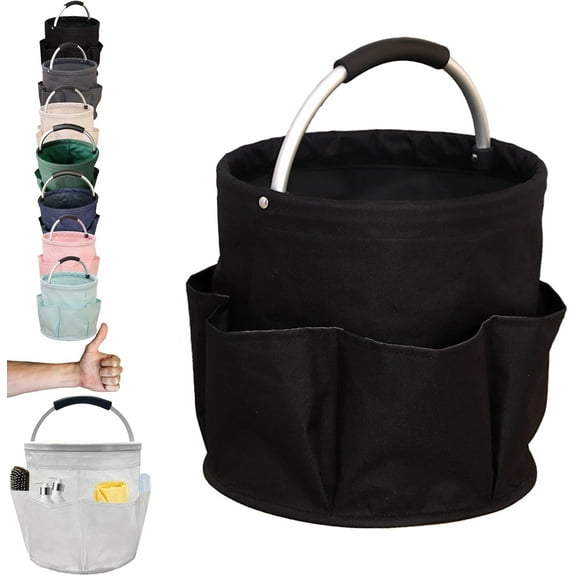 17L Cleaning Caddy with Handle, 4.5 Gallon Cleaning Supply Caddy, Foldable Organizer with 6 Pockets, for Tools, Towels, and Outdoor or Bathroom Storage