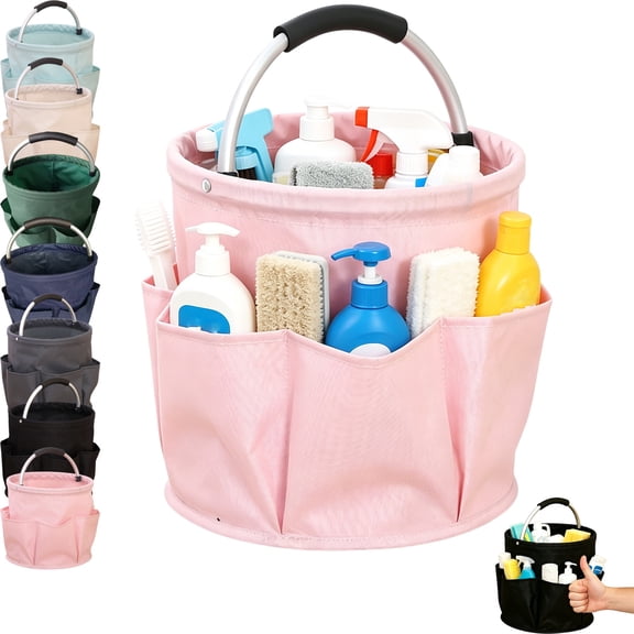 17L Cleaning Organizer Caddy with Handle,Multifunction Collapsible Waterproof Gardening Tool Storage Bag,Large Folding Cleaning Basket Bag,Portable Multi Cleaning Bucket Bag for Home,Garden