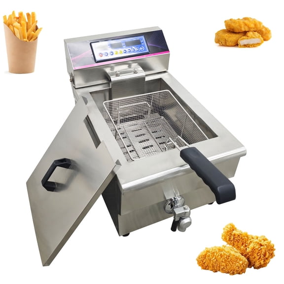 17L Commercial Single-Tank Fryer Drip Oil Filter Design for Fried Chicken Chips 220V