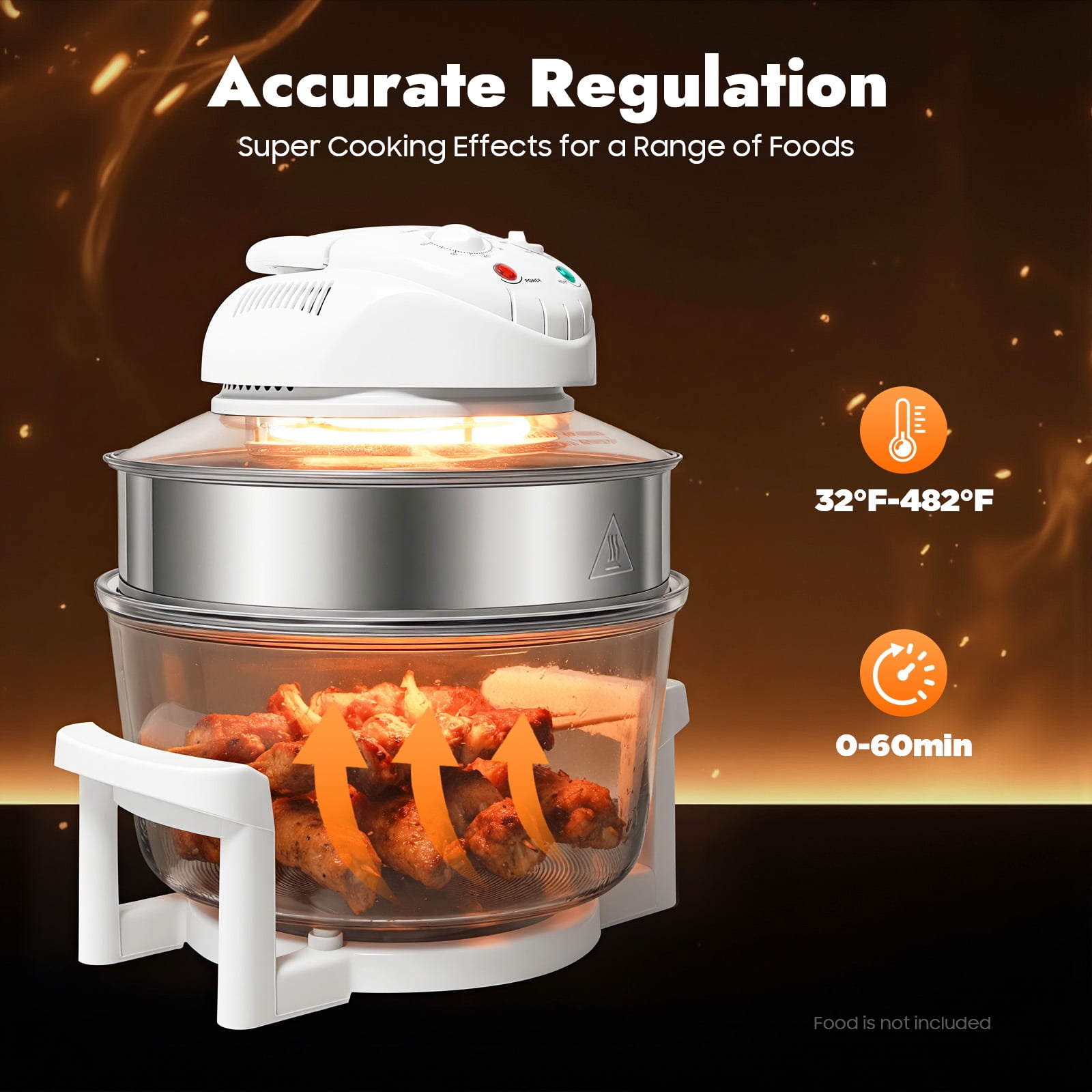 17L Large Capacity Air Fryerm,1200W-1400W Halogen Oven with Glass Pot,Adjustable Temperature & 0-60Min Timer,See-Through Cooking, Home Kitchen Gift