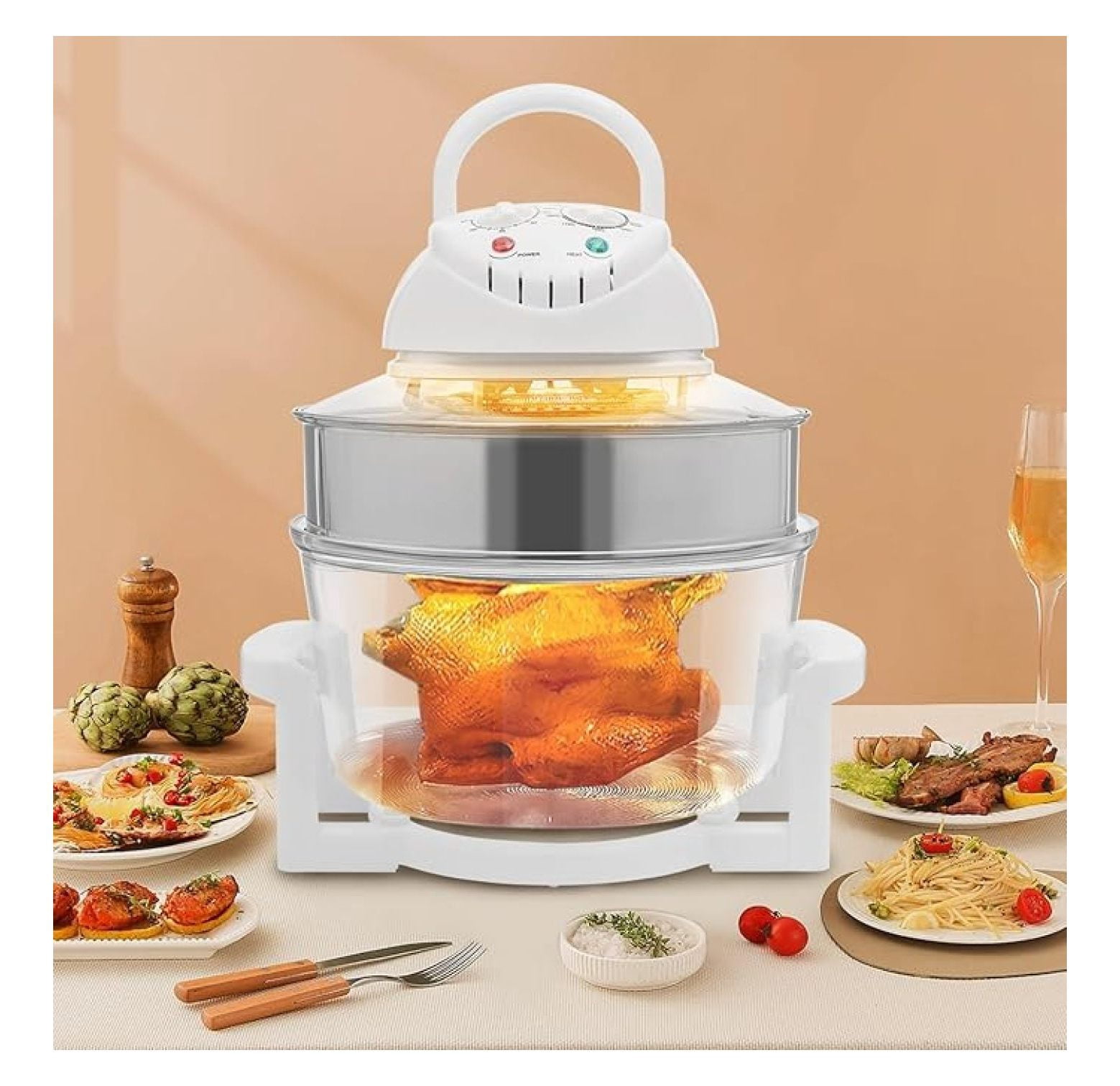 17L Turbo Electric Glass Air Fryer w/ 2 Grill,Infrared Convection ...