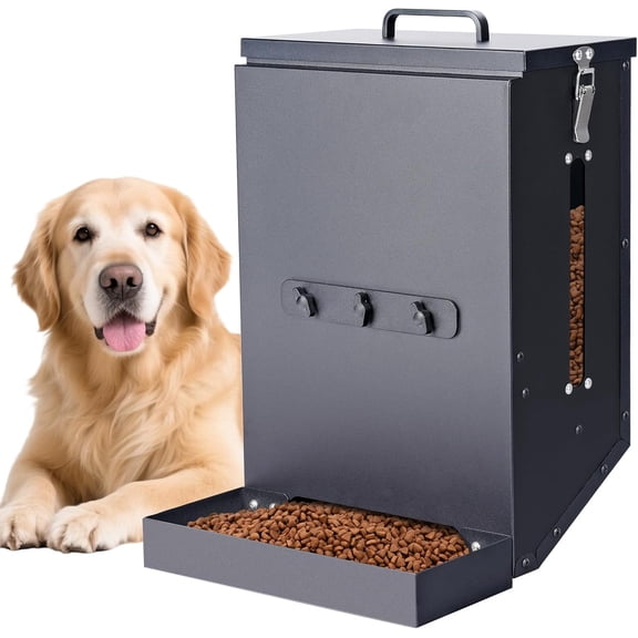 17Lbs Automatic Dog Feeder for Outside Kennel, Galvanized Gravity Dog Food Dispenser for Hanging Cage, Pet Cage Feeder for Large Breed,Rabbit,Chicken,Puppy,Ferret,Chinchilla,Ferret