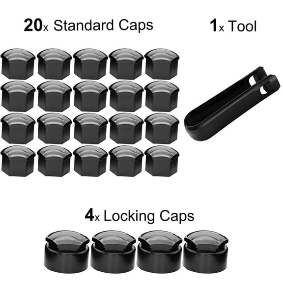 17MM Black Wheel Nut Covers for Car Lug Nut Protection and Easy Installation
