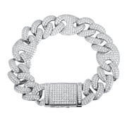 17MM Heavy Duty Men Link Bracelet Clear 5A+ CZ Chunky Cuban Chain Bracelets for Mens Hypoallergenic 925 Sterling Silver Bracelet Men Jewelry 20CM