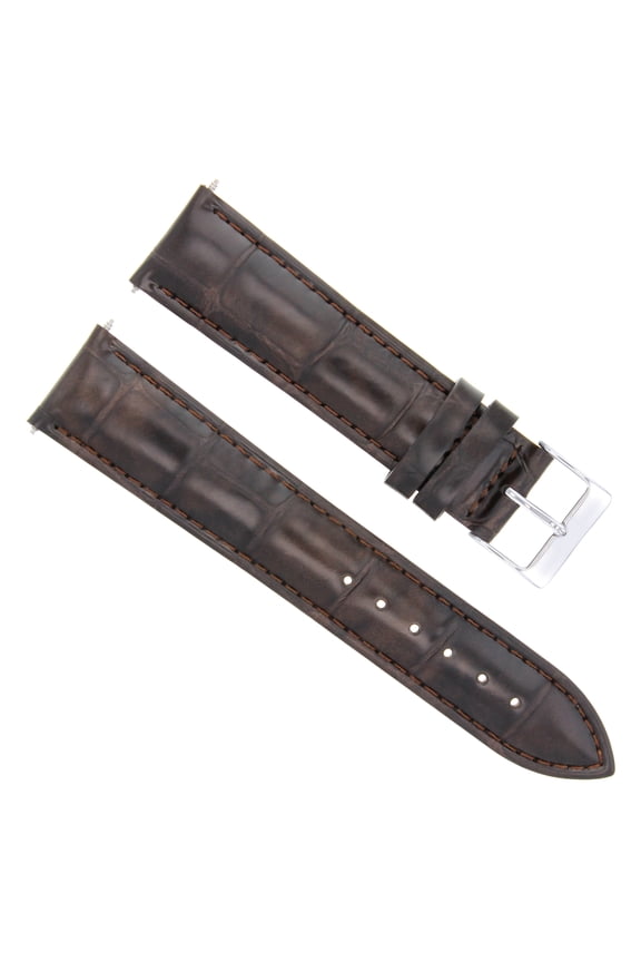 17MM LEATHER GATOR WATCH STRAP BAND FOR 31MM ROLEX MIDSIZE JUNIOR DARK BROWN