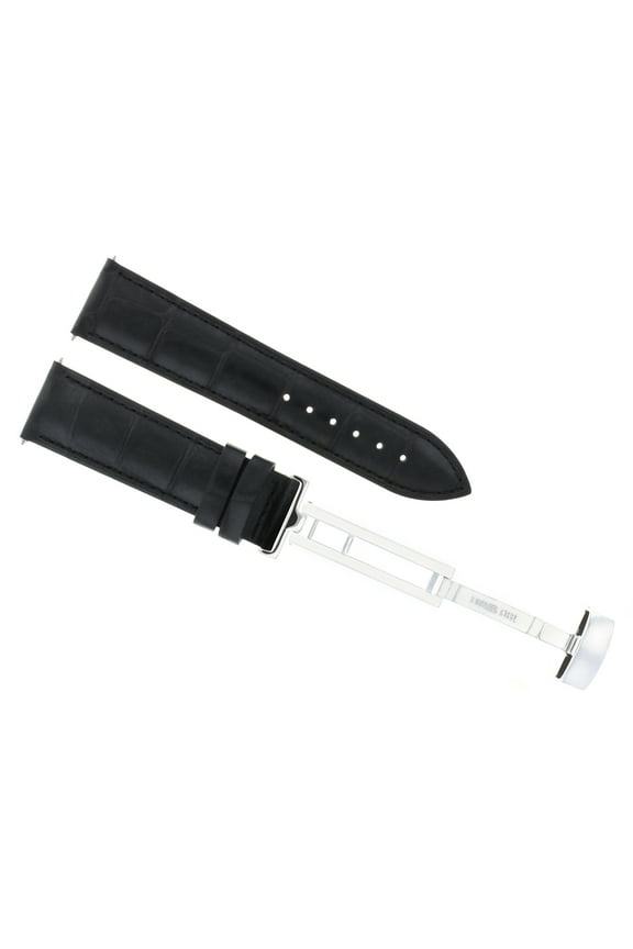 17MM LEATHER WATCH STRAP BAND STRAP FOR TAG HEUER DEPLOYMENT WATCHCLASP BLACK