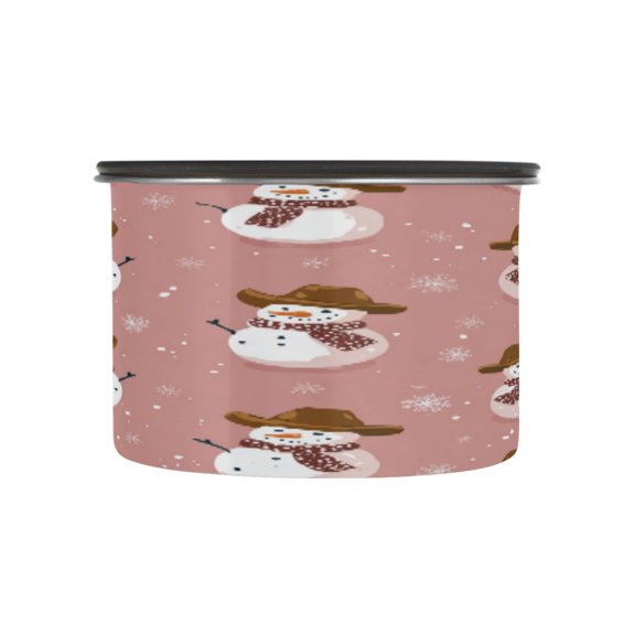 17OZ Food Storage Can - Keep Coffee Tea Flour & More Fresh - Ideal for Cereal Nuts & Pet Food Adorable Cowboy Snowmen