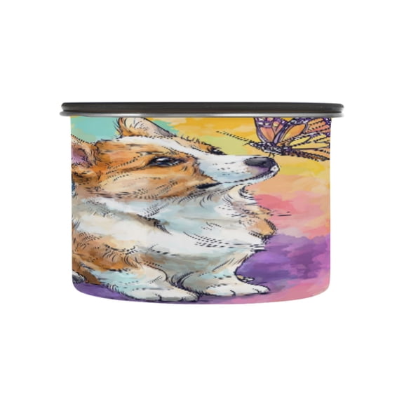 17OZ Food Storage Can - Keep Coffee Tea Flour & More Fresh - Ideal for Cereal Nuts & Pet Food Cartoon Drawing Of A Corgi