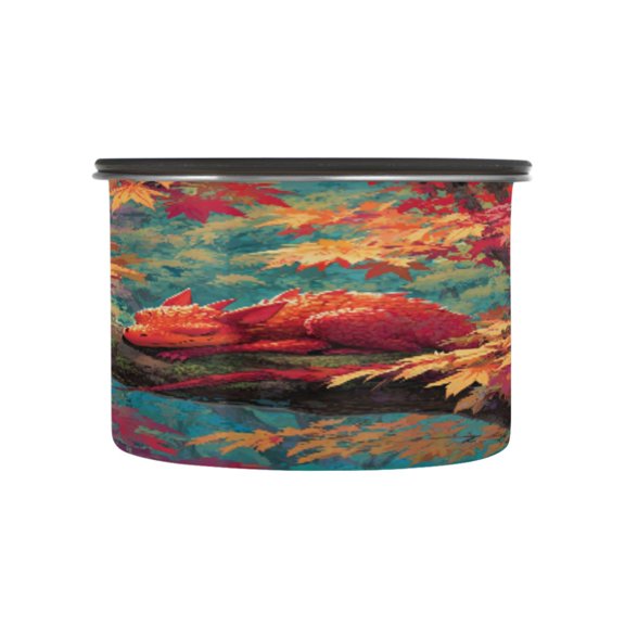 17OZ Food Storage Can - Keep Coffee Tea Flour & More Fresh - Ideal for Cereal Nuts & Pet Food Cute Red Dragon at Rest