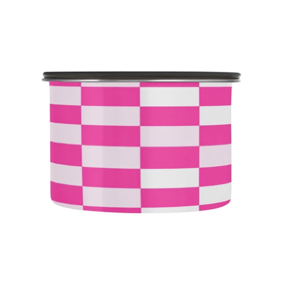 17OZ Food Storage Can - Keep Coffee Tea Flour & More Fresh - Ideal for Cereal Nuts & Pet Food Hot Pink Checkered Pattern