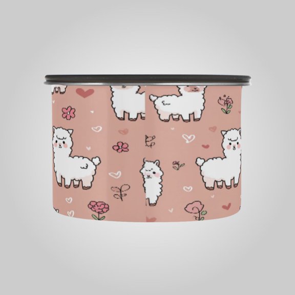 17OZ Food Storage Can - Keep Coffee Tea Flour & More Fresh - Ideal for Cereal Nuts & Pet Food Lovey Alpaca Doodles