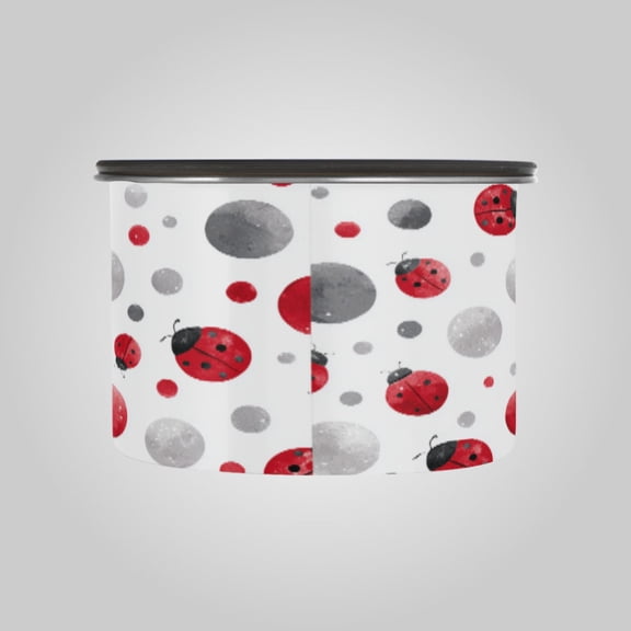 17OZ Food Storage Can - Keep Coffee Tea Flour & More Fresh - Ideal for Cereal Nuts & Pet Food Red Ladybug Polka Dot