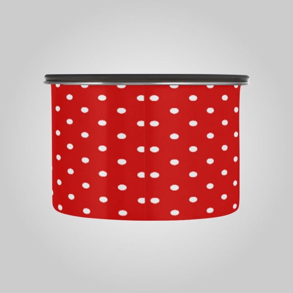 17OZ Food Storage Can - Keep Coffee Tea Flour & More Fresh - Ideal for Cereal Nuts & Pet Food Red White Mini Polka Dot