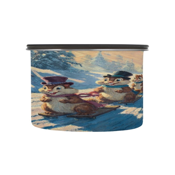 17OZ Food Storage Can - Keep Coffee Tea Flour & More Fresh - Ideal for Cereal Nuts & Pet Food Three Lovable Chipmunks