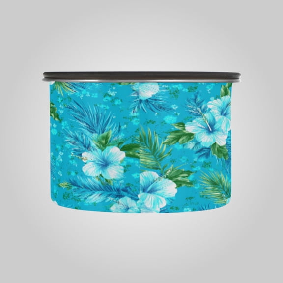 17OZ Food Storage Can - Keep Coffee Tea Flour & More Fresh - Ideal for Cereal Nuts & Pet Food Turquoise Hibiscus Tropical Print