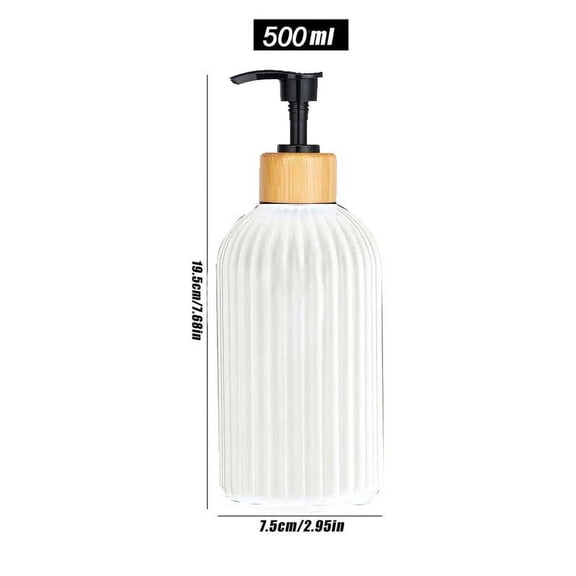 17OZ Soap Dispenser with Bamboo Pump Refillable Shampoo Empty Bottle Kitchen Bathroom Hands Body Wash Lotion Container (2PCS)