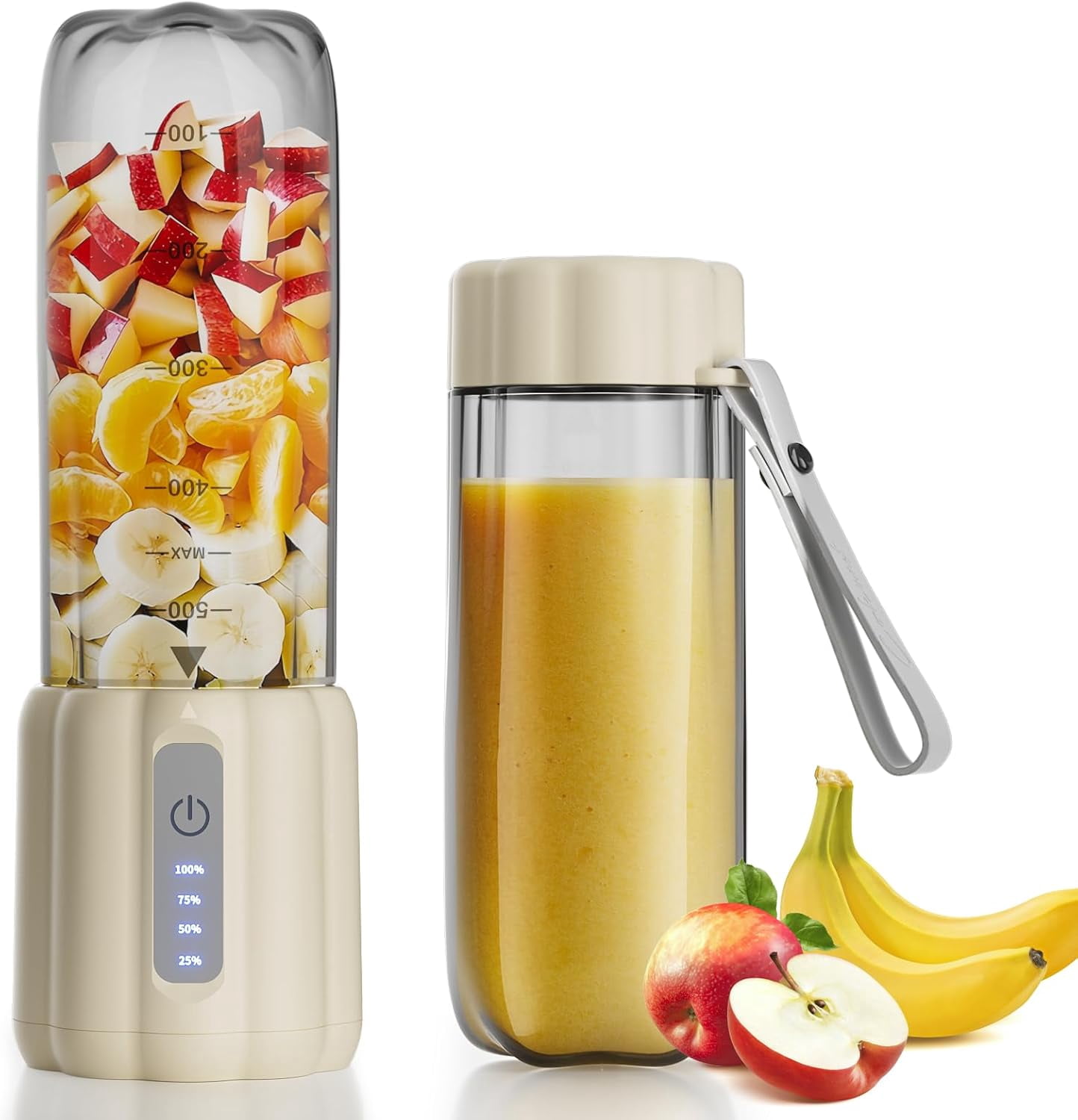 17Oz Portable Blender with 6 Blades, USB-C Rechargeable Personal Smoothie Maker for Shakes & Juices, Compact Mini Mixer for Home, Office & Travel
