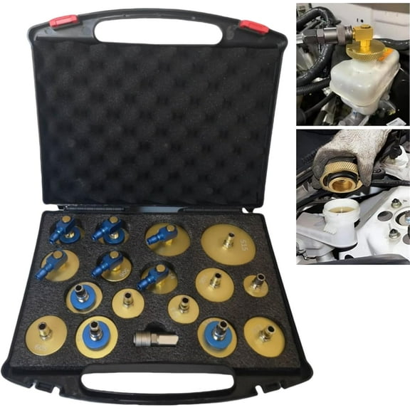 17PCS Brake Fluid Bleeder Adapter Kit, Master Cylinder Brake Bleeding Kit, 1 Pack