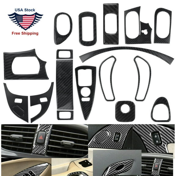 17PCS Carbon Fiber Car Interior Cover Trim Set For Chevrolet Corvette C6 05-07