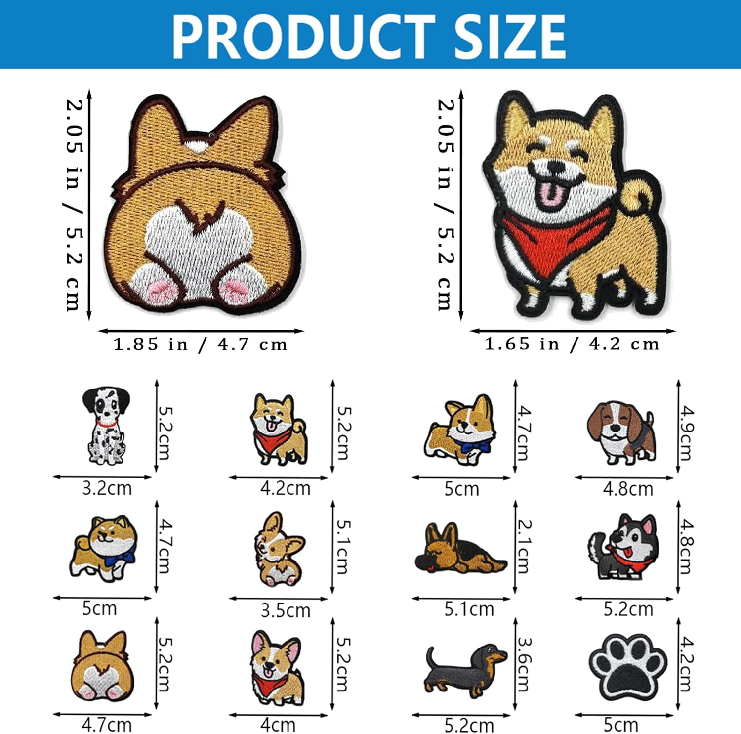 17PCS Cute Dog Iron On Patches, Iron Paws Puppy Sew On Patches Embroidered Appliques Decorative Repair Patches for Clothing Jeans Backpacks Shoes DIY Craft