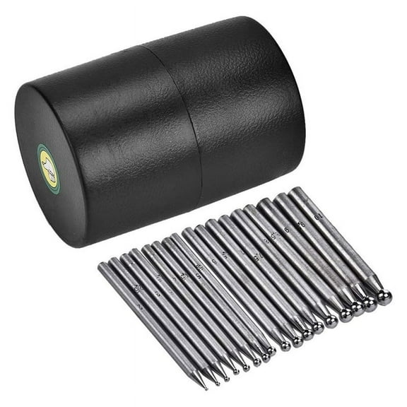 17PCS Dapping Punches Jewelry Goldsmithing Manufacturing Doming Tool Dapping Block Punch for Craftsmen and Artists