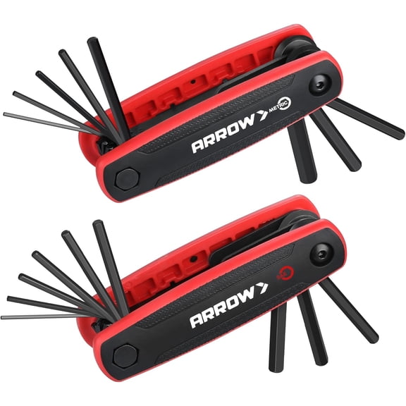 17PCS Folding Allen Wrenches Sets, SAE and Metric Hex Key Set, Cr-V Steel with Chamfered Edges, 2-Pack Portable Multitool Allen Key Kit for Bicycle, Furniture and Electrical Repair