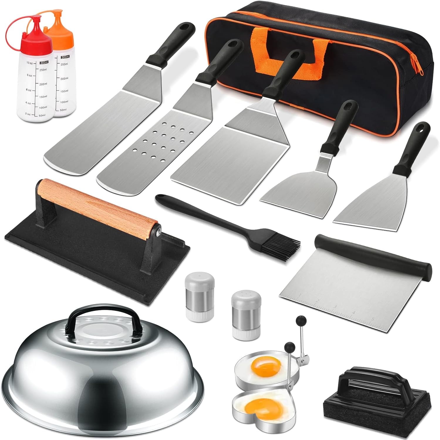 Blackstone Griddle Accessories Kit, Flat Top Grill Accessories Set for Blackstone and Camp Chef with Basting Cover, Scraper for Outdoor BBQ