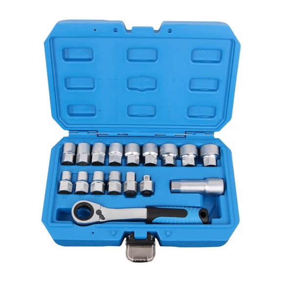17PCS Pass Through Ratchet Socket Set, 3/8" & 1/2" Drive Automotive Socket Wrench Set with 72-Tooth Ratchet