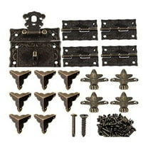 17Pcs Cabinet Hinges Antique Jewelry Wooden Box Latch Hasp Hardware with Screws