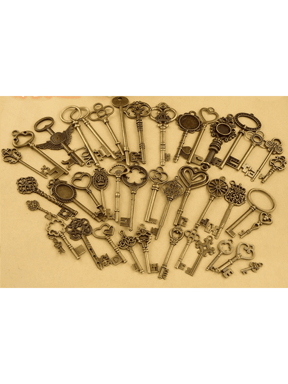 17Pcs Different Sizes Bronze Vintage Classic Keys Steampunk Cogs Gears Crafts Charms Pendants For Jewelry Making DIY Handmade