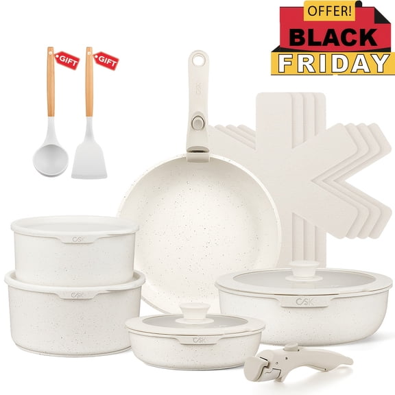 17Pcs Heavy-Duty Nonstick Cookware Set with Detachable Handles, Stackable Pots & Pans, Induction & Oven Safe, Green/Cream White, for All Stoves, Frying & Boiling