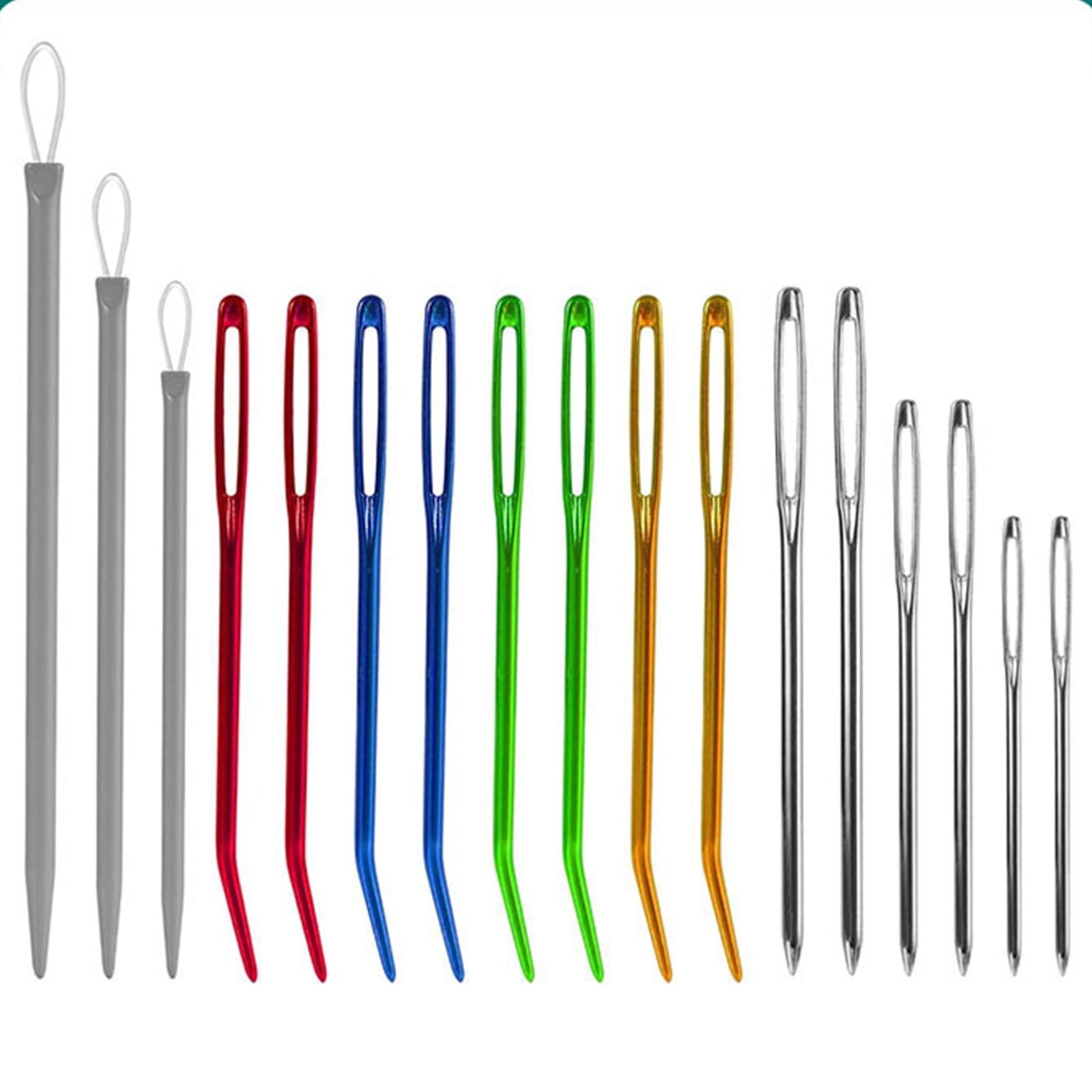 Hand Signing Tips 17Pcs Large Eye Knitting Needle for Hand Knitting Project, Bent Tip ...