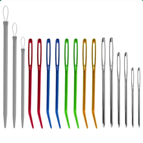 17Pcs Large Eye Needle Curved Tapestry Needle Wool Needle Large Eye Sewing Needle for Embroidery Hand Knitting Project