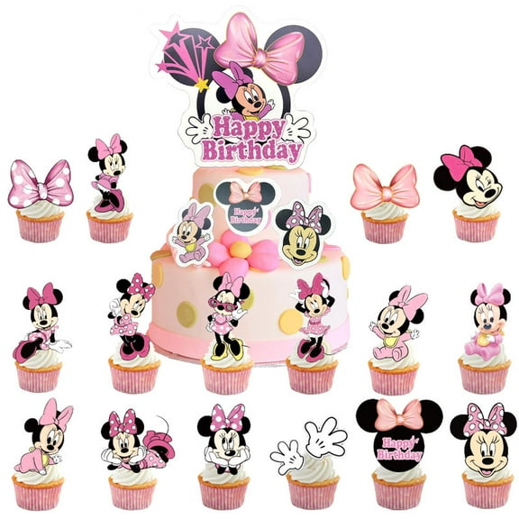 17Pcs Minnie Cake Decoration, Cupcake Toppers, Cake Decoration Minnie, Minnie Cake Topper, Mickey Cake Decoration